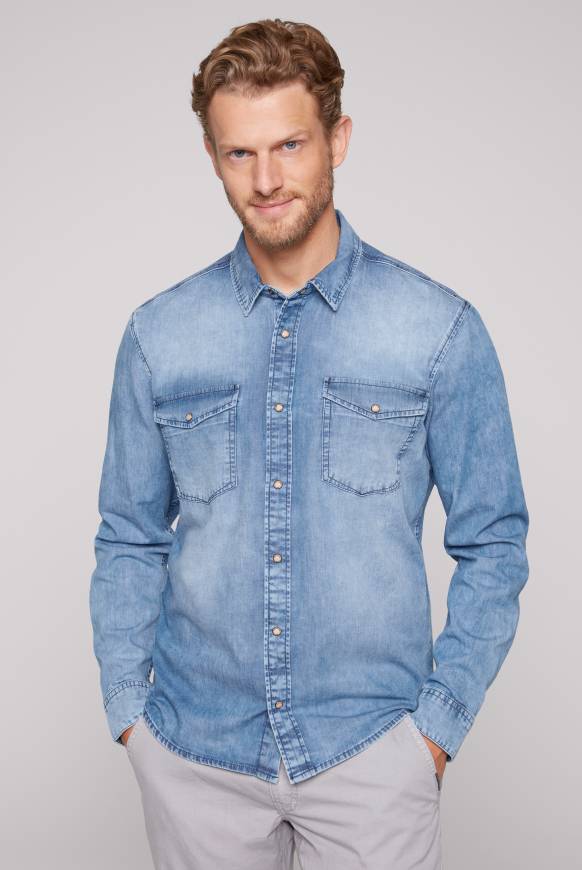 Soccx Hemd aus Denim Regular Fit light blue bleached Riesige Ersparnisse