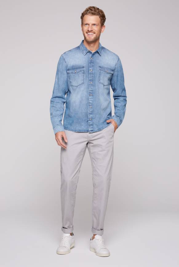 Soccx Hemd aus Denim Regular Fit light blue bleached Riesige Ersparnisse