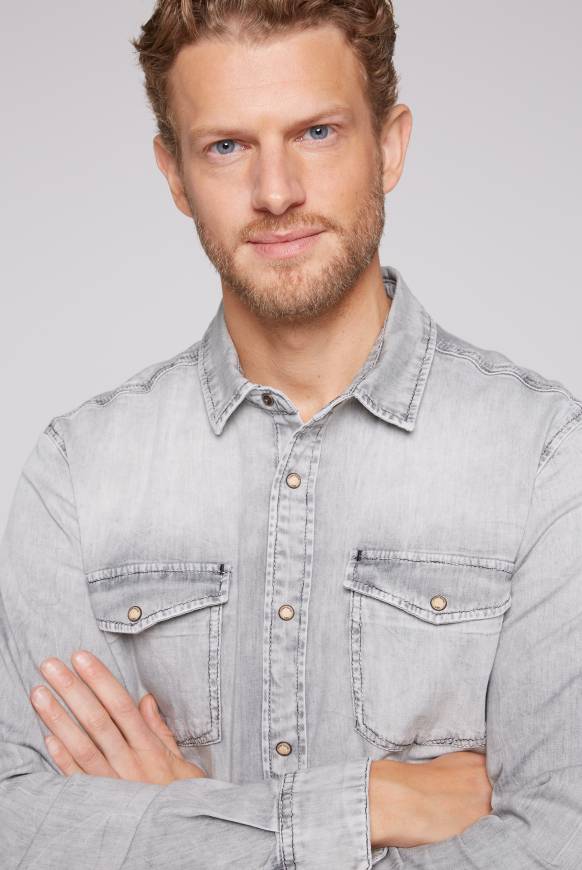 Soccx Hemd aus Denim Regular Fit light grey bleached VIP-Rabatte