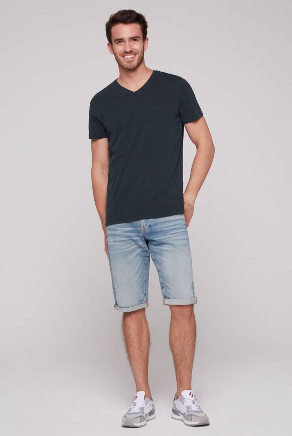 Soccx Basic T-Shirt mit V-Ausschnitt absolute blue Begrenzte Freigabe