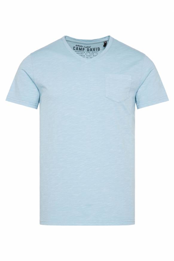 Soccx T-Shirt V-Neck mit Brusttasche summer blue Neueste Stile