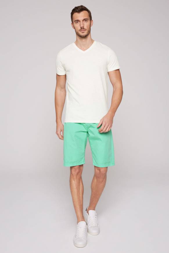 Soccx Basic T-Shirt mit V-Ausschnitt ivory Letzter Tag