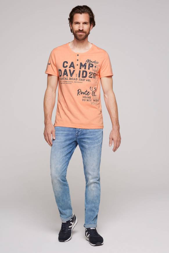 Soccx Henley-Shirt mit Logo Prints sunshine orange Bis zu 50% Rabatt