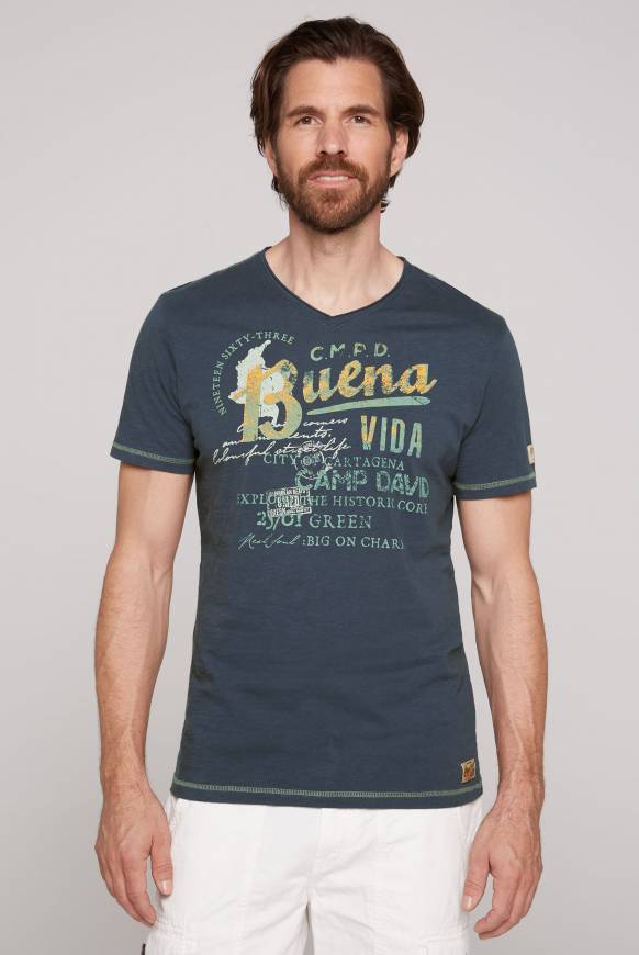 Soccx V-Shirt mit Used-Optik lazy blue Bis zu 60% Rabatt