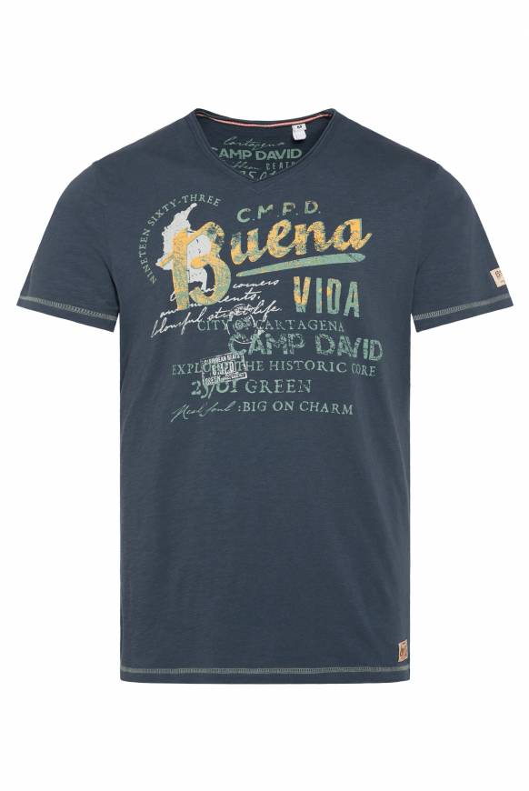 Soccx V-Shirt mit Used-Optik lazy blue Bis zu 60% Rabatt