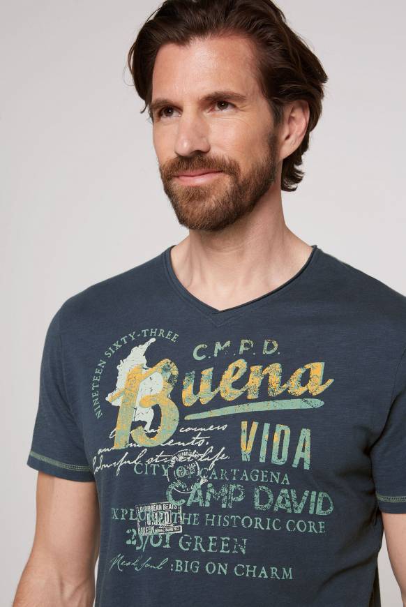 Soccx V-Shirt mit Used-Optik lazy blue Bis zu 60% Rabatt