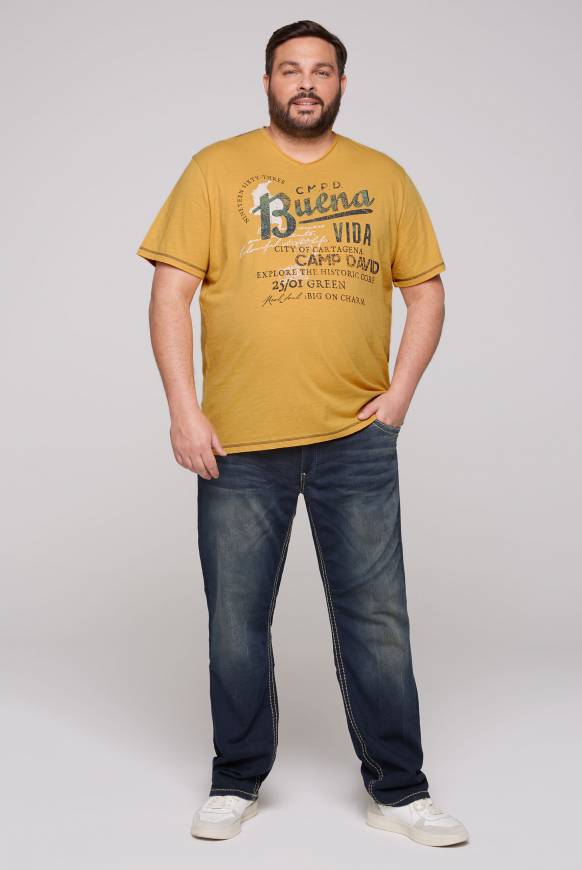 Soccx V-Shirt mit Used-Optik warm sun Nur für heute