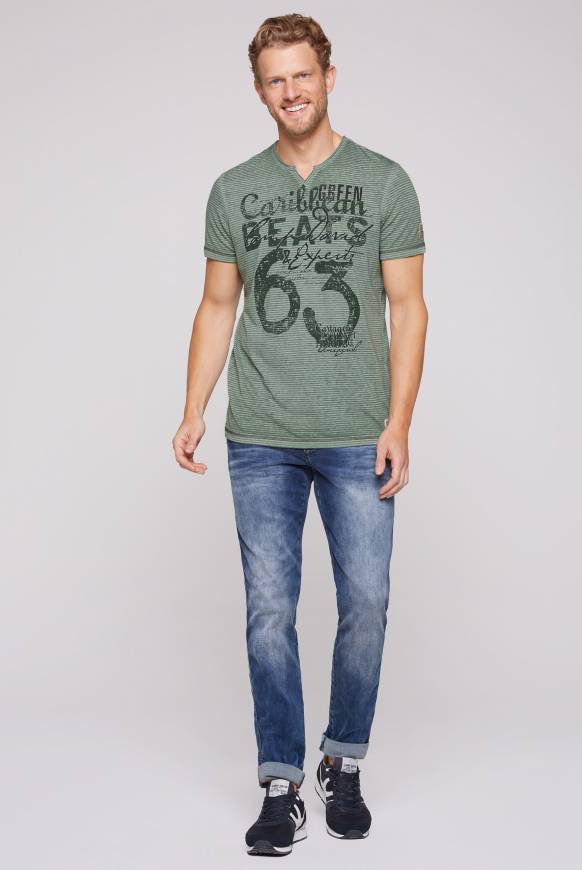 Soccx Streifenshirt mit Vintage Print green beat Vierteljährliche Förderung