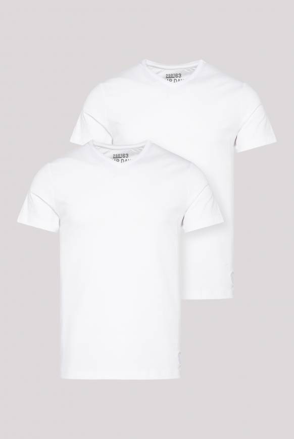 Soccx Basic T-Shirt mit V-Neck, Doppelpack optic white / optic white 50% Rabatt mit kostenlosem Versand
