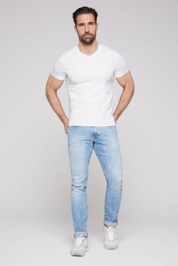 Soccx Basic T-Shirt mit V-Neck, Doppelpack optic white / optic white 50% Rabatt mit kostenlosem Versand