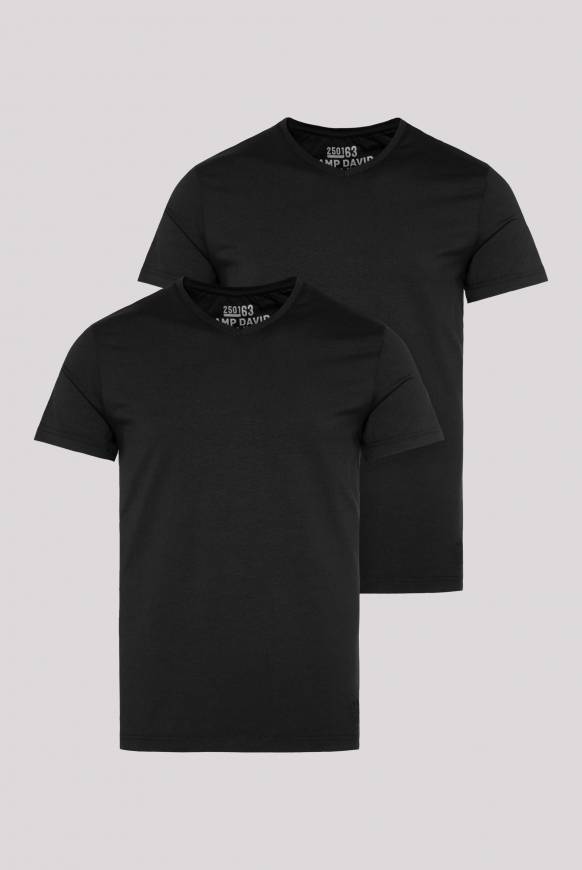 Soccx Basic T-Shirt mit V-Neck, Doppelpack black / black Clearance-Verkauf