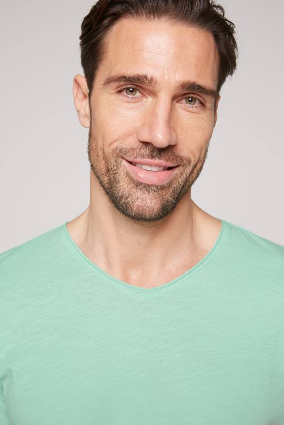 Soccx Basic T-Shirt V-Neck mit Used-Kante sun aqua Kostenloser Versand international