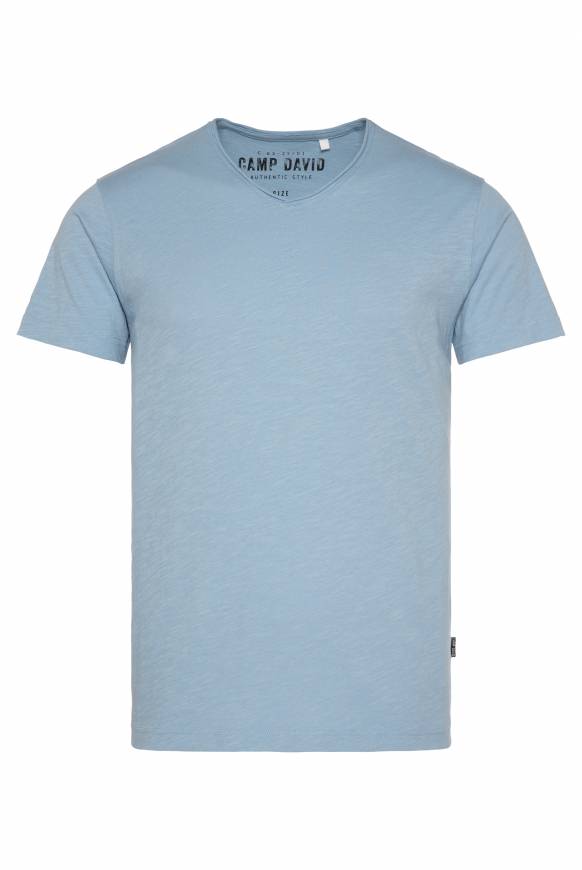 Soccx Basic T-Shirt V-Neck mit Used-Kante new blue Fabrikladen