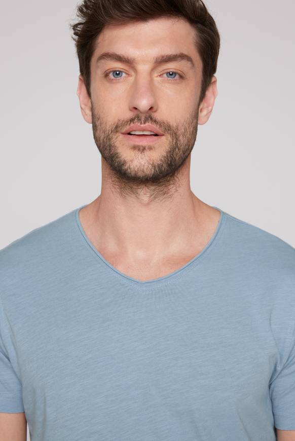 Soccx Basic T-Shirt V-Neck mit Used-Kante new blue Fabrikladen