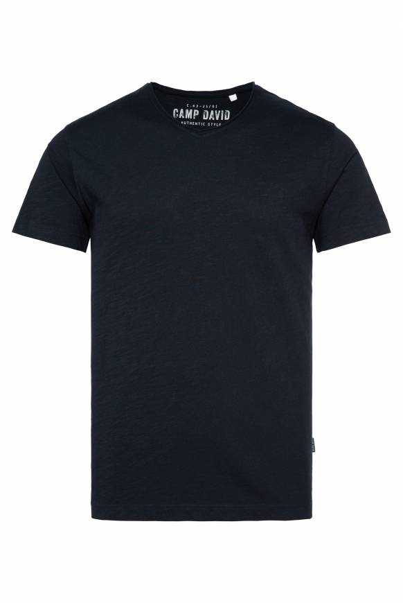 Soccx Basic T-Shirt V-Neck mit Used-Kante blue navy Speichern exportieren