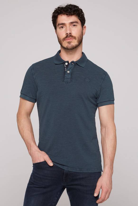 Soccx Kurzarmpolo aus Pikee mit Logostick blue navy S zollfrei