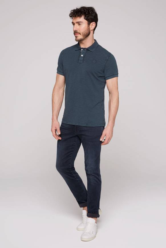 Soccx Kurzarmpolo aus Pikee mit Logostick blue navy S zollfrei