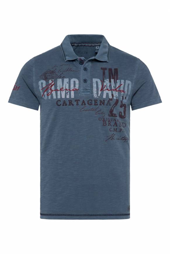 Soccx Polo aus Flammgarn mit Prints und Stickereien lazy blue Auslauf