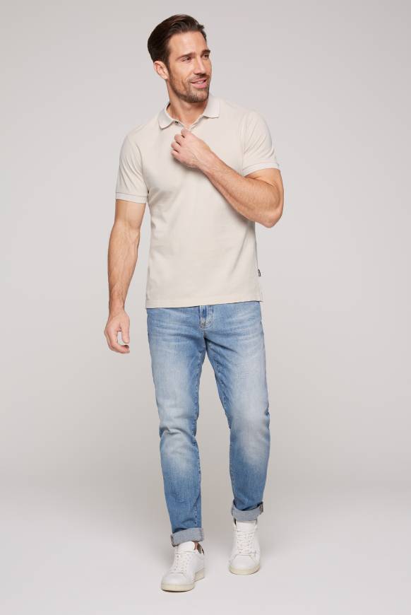 Soccx Basic Pikee-Polo mit Trikotkragen light cappuccino Fabrikverkauf