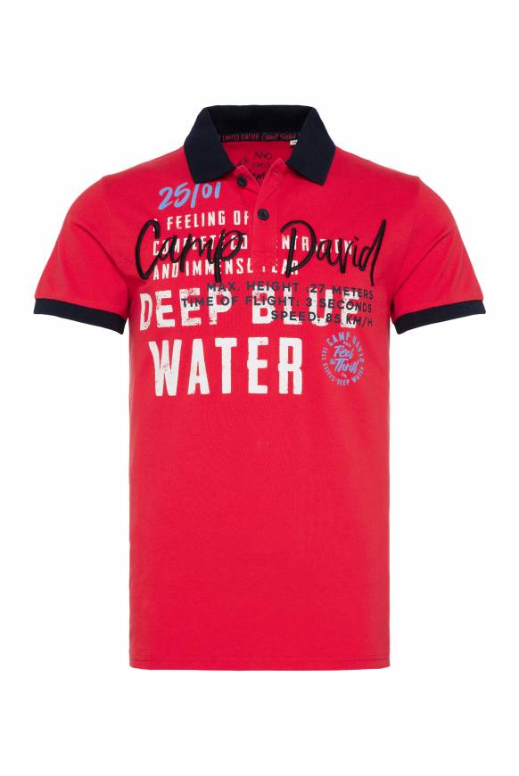 Soccx Poloshirt aus Pikee mit Logo Artworks power red M Fabrik Onlineshop