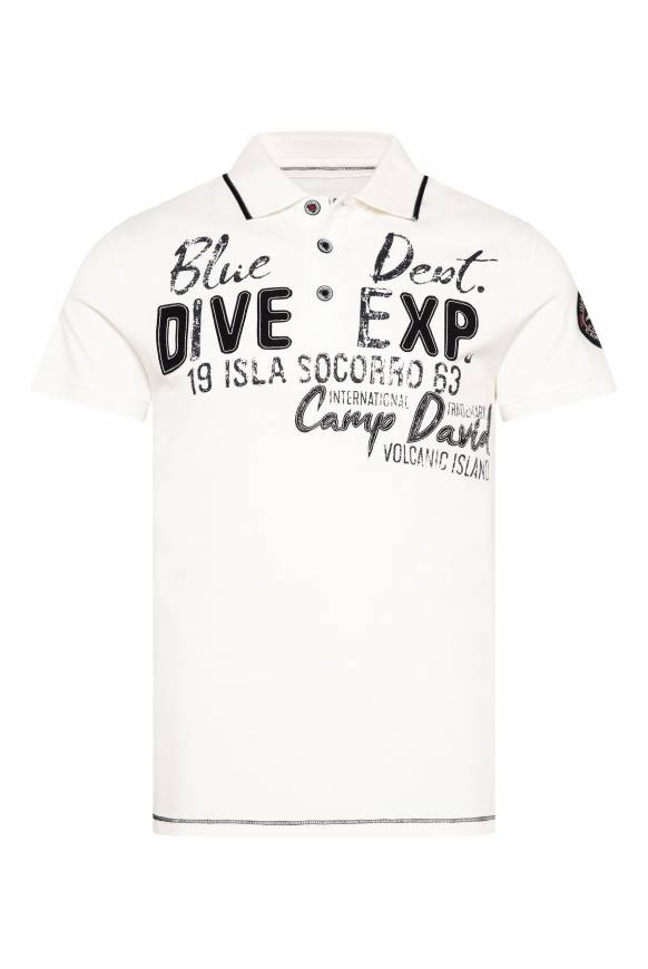 Soccx Pikee-Polo mit Label-Applikationen ivory Fabrikpreis