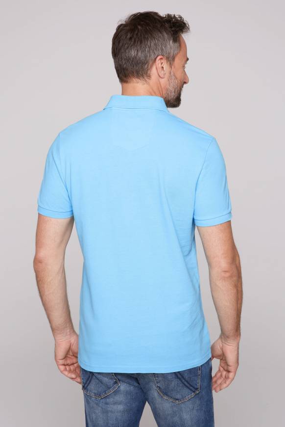 Soccx Kurzarmpolo aus Pikee mit Label Print aqua Sonderangebot