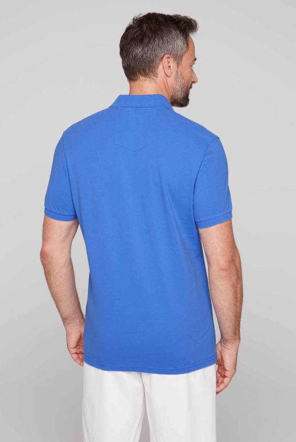 Soccx Kurzarmpolo aus Pikee mit Label Print deep sky Rabatt