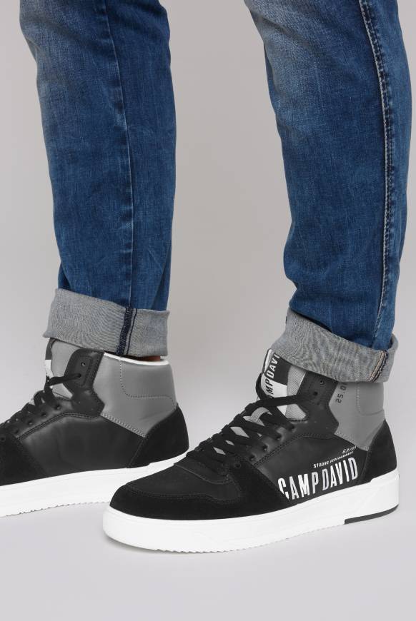 Soccx Hightop Sneaker im Materialmix mit Rubber Logos black Flash Sale