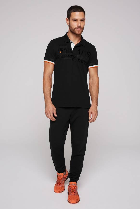 Soccx Pikee-Polo mit Flockprint black Begrenzte Freigabe