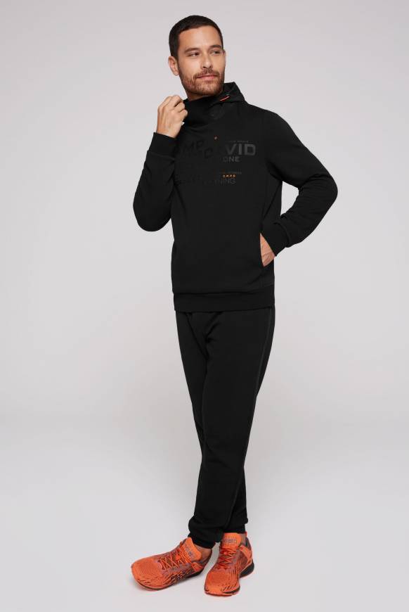 Soccx Hoodie im Materialmix mit Artwork und Rückentasche black JETZT KAUFEN