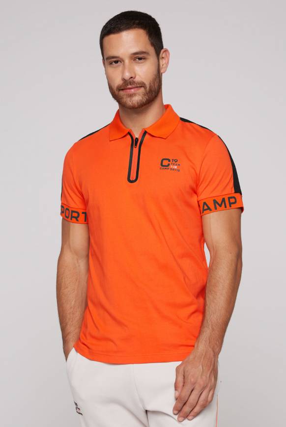 Soccx Poloshirt mit Zipper und kontrastvollen Prints signal orange Zeitbegrenzte Promotion