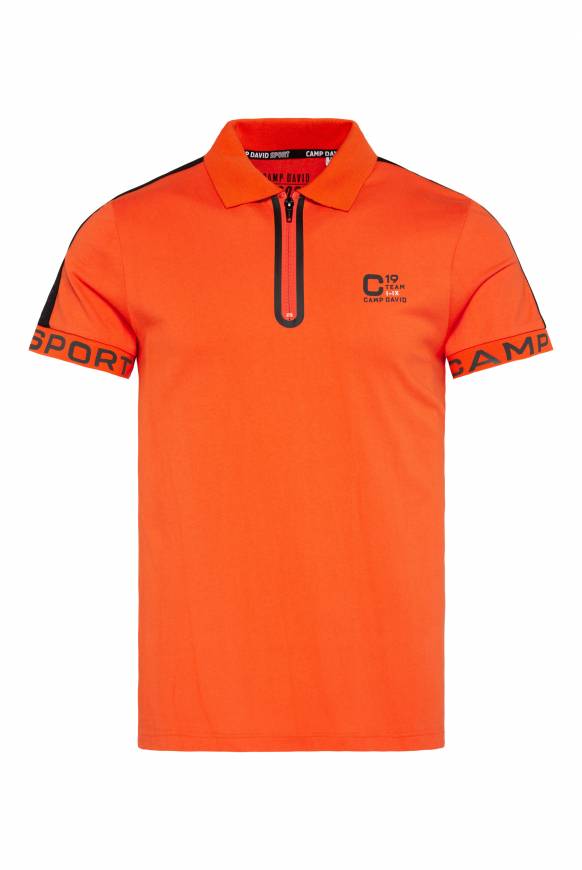 Soccx Poloshirt mit Zipper und kontrastvollen Prints signal orange Zeitbegrenzte Promotion