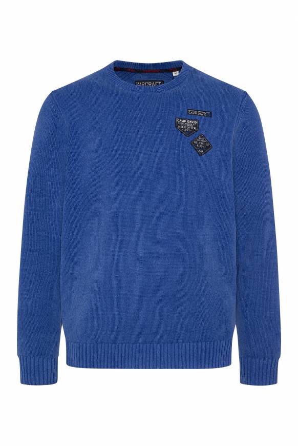 Soccx Chenille-Pullover Stone Washed mit Patches strong blue Super Rabatt