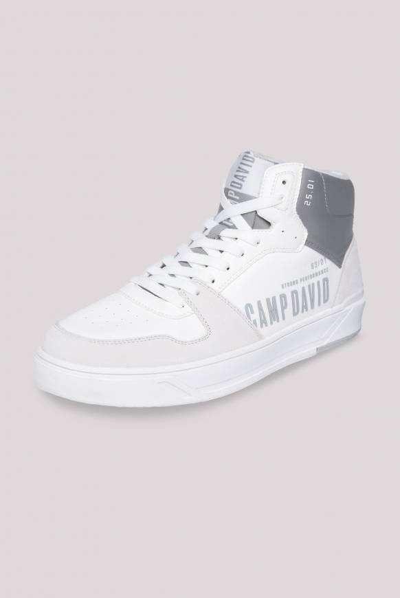 Soccx Hightop Sneaker im Materialmix mit Rubber Logos white Fabrikladen