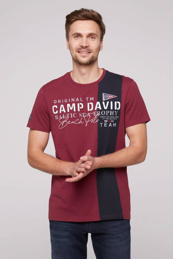Soccx T-Shirt mit Color-Blocking und Artwork burgundy Hotsell