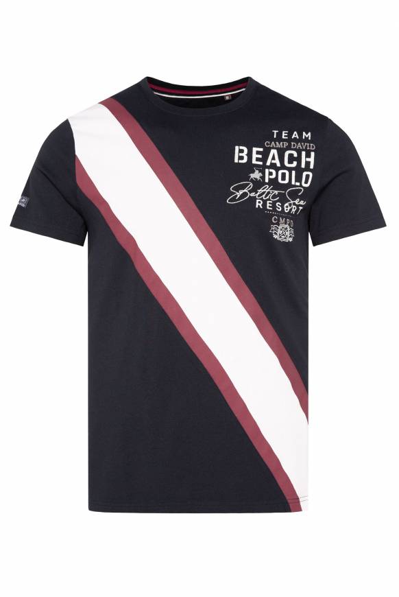 Soccx T-Shirt mit Color-Blocking und Artwork blue navy im Angebot
