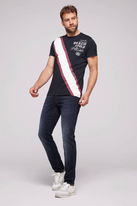 Soccx T-Shirt mit Color-Blocking und Artwork blue navy im Angebot