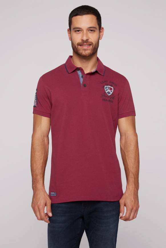 Soccx Pikee-Polo mit Label Patches und Stickereien burgundy Blitzverkäufe