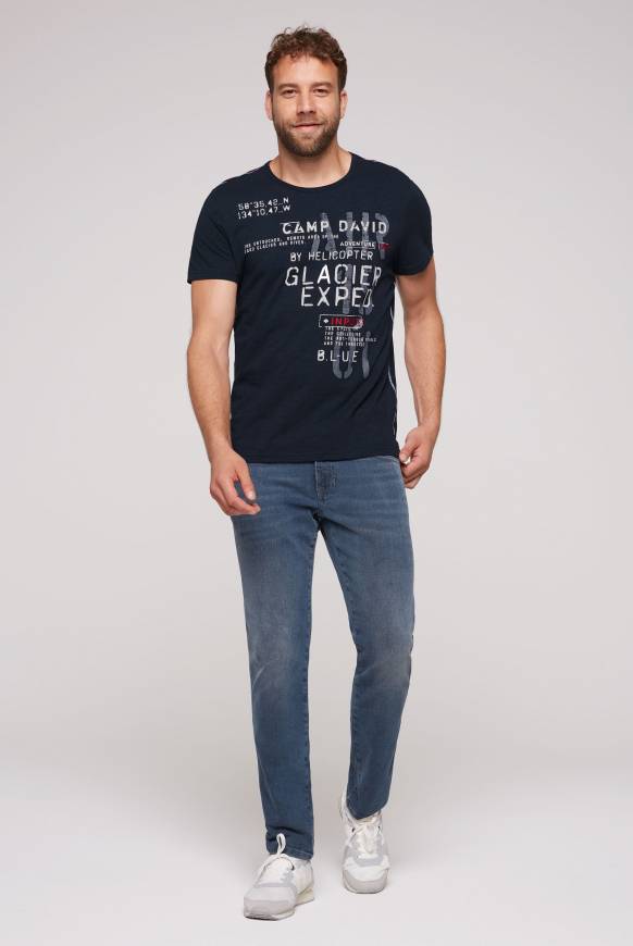 Soccx T-Shirt mit Print im Used Look blue navy Große Rabatte