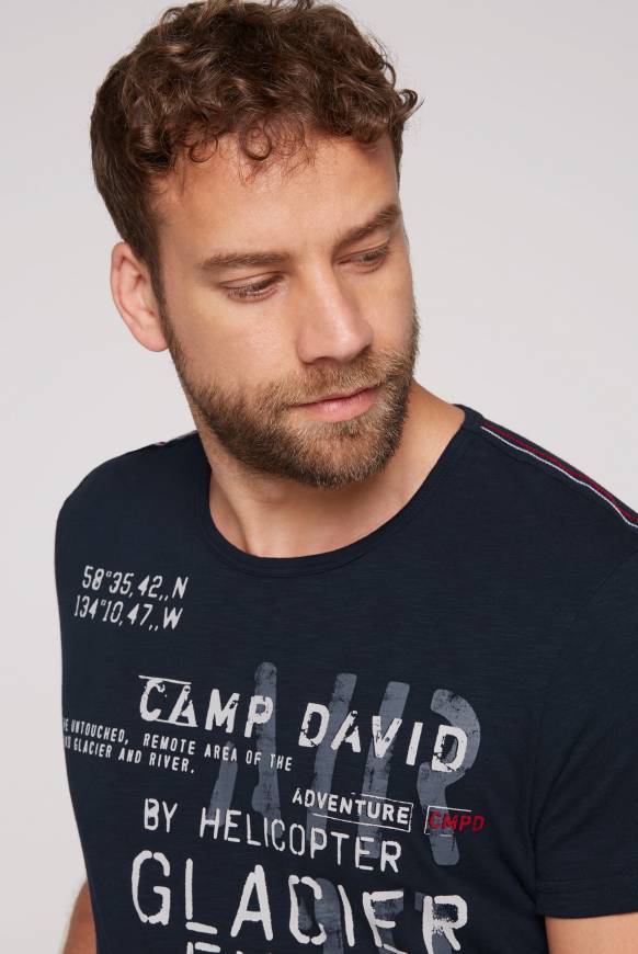 Soccx T-Shirt mit Print im Used Look blue navy Große Rabatte