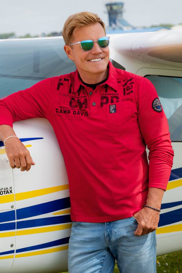 Soccx Longsleeve mit Polokragen und Artworks flight red VIP-Rabatte