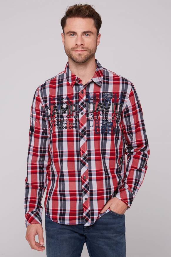Soccx Karohemd mit Label-Applikationen flight red Tiefpreis