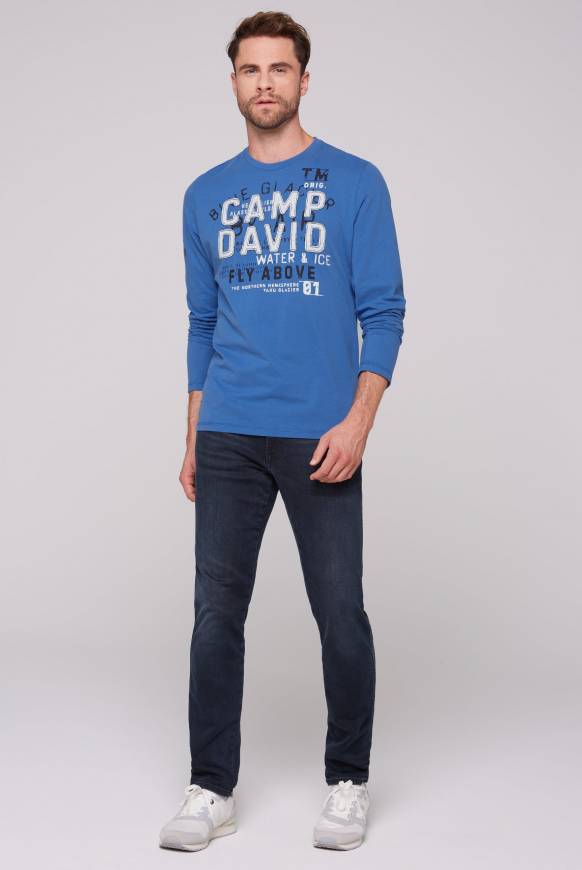 Soccx Langarmshirt mit Label-Applikationen strong blue Letzte 2 Tage