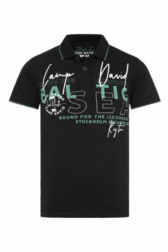 Soccx Poloshirt aus Pikee mit Rubber Print black Nur für heute