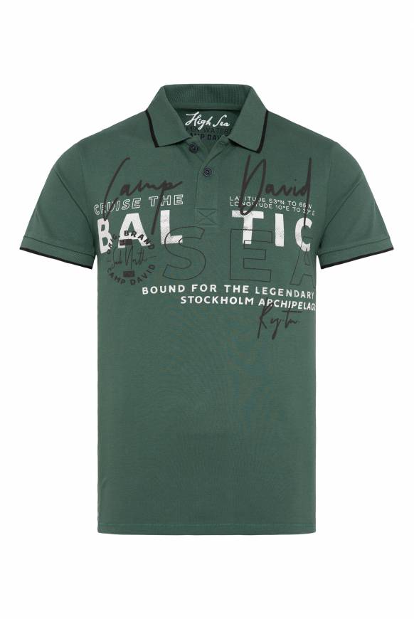 Soccx Poloshirt aus Pikee mit Rubber Print dark green Vierteljährliche Förderung