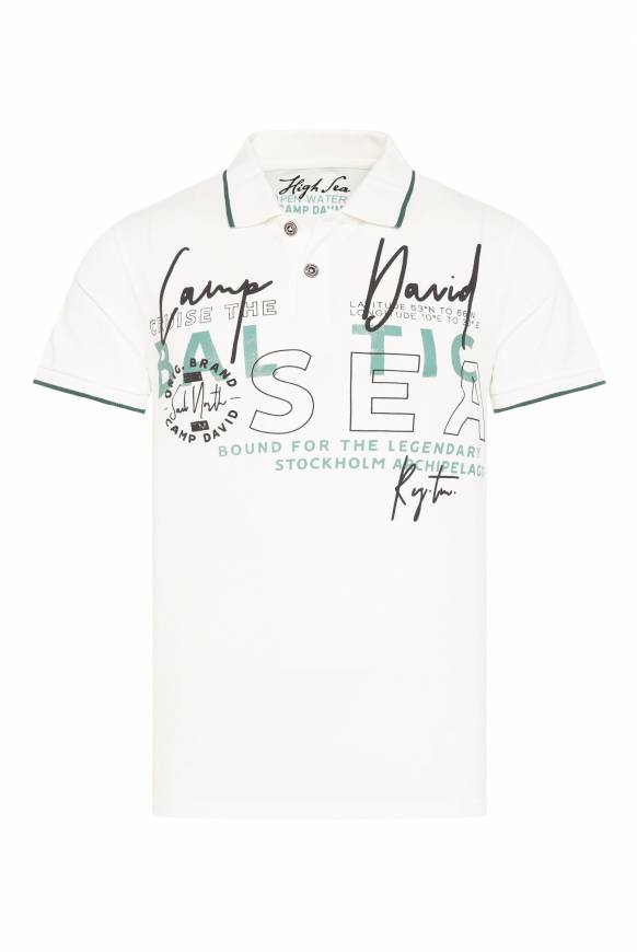 Soccx Poloshirt aus Pikee mit Rubber Print ivory Bis zu 55% Rabatt