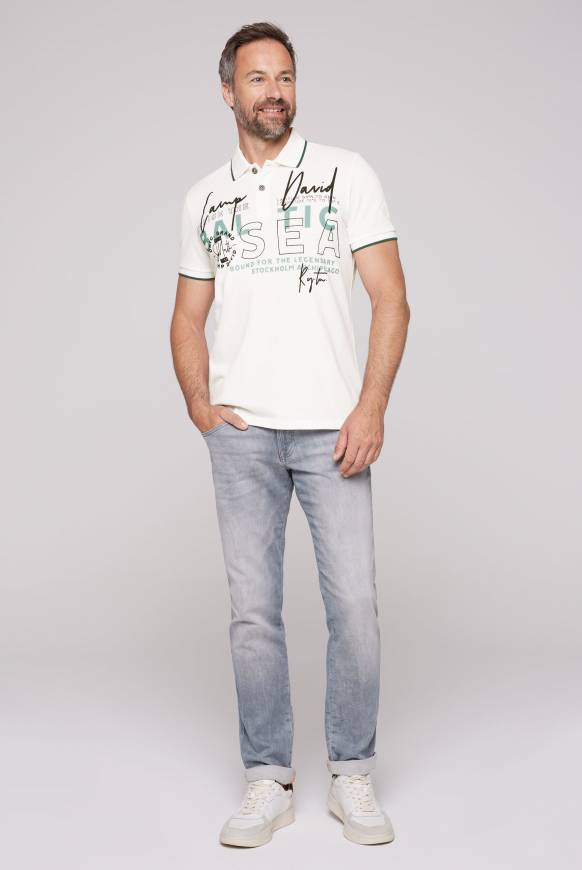 Soccx Poloshirt aus Pikee mit Rubber Print ivory Bis zu 55% Rabatt
