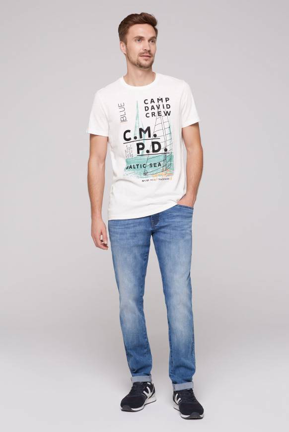 Soccx T-Shirt mit Photoprint und Rubber-Details ivory Super Rabatt