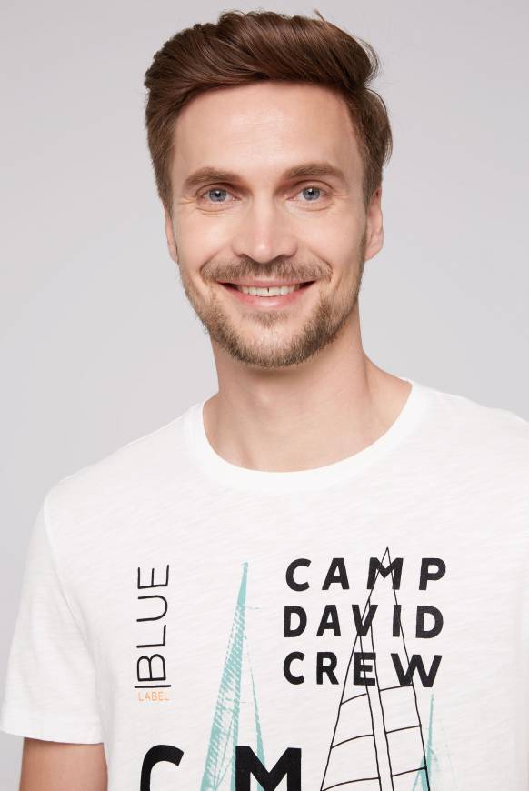 Soccx T-Shirt mit Photoprint und Rubber-Details ivory Super Rabatt