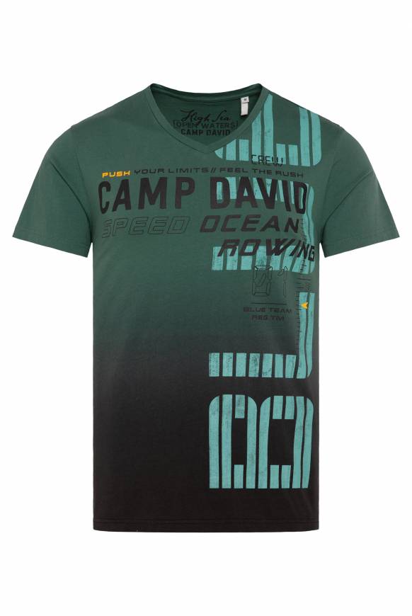 Soccx V-Shirt Dip Dye mit Label Print dark green M Riesige Rabatte